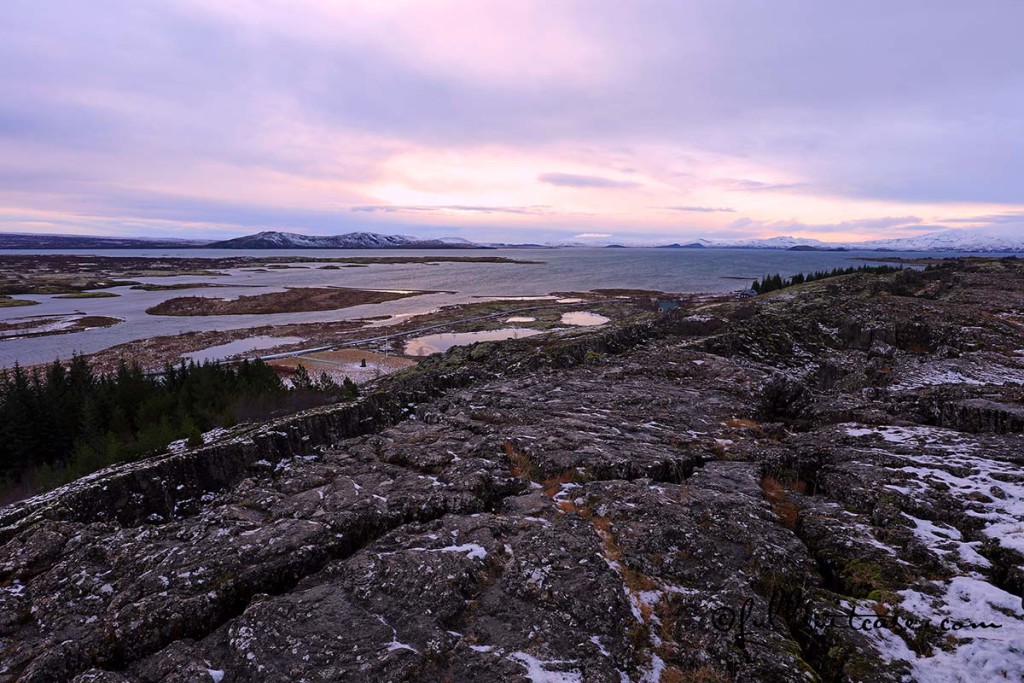 Thingvellir National Park landscape and dramatic sky in winter