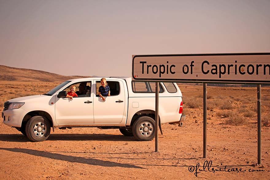 Family traveling with young children in Africa