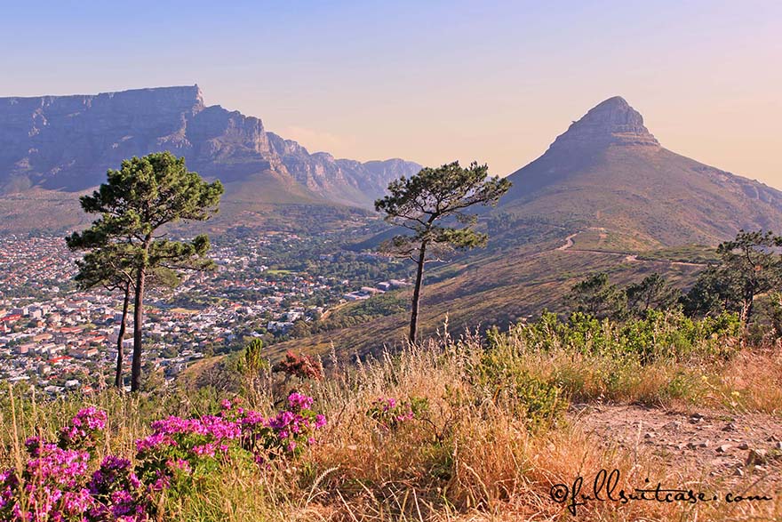 Table Mountain and Signal Hill in Cape Town at Sunset