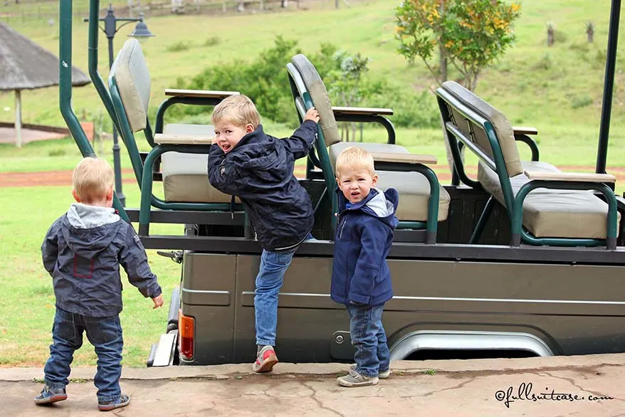 Little kids on safari in Africa