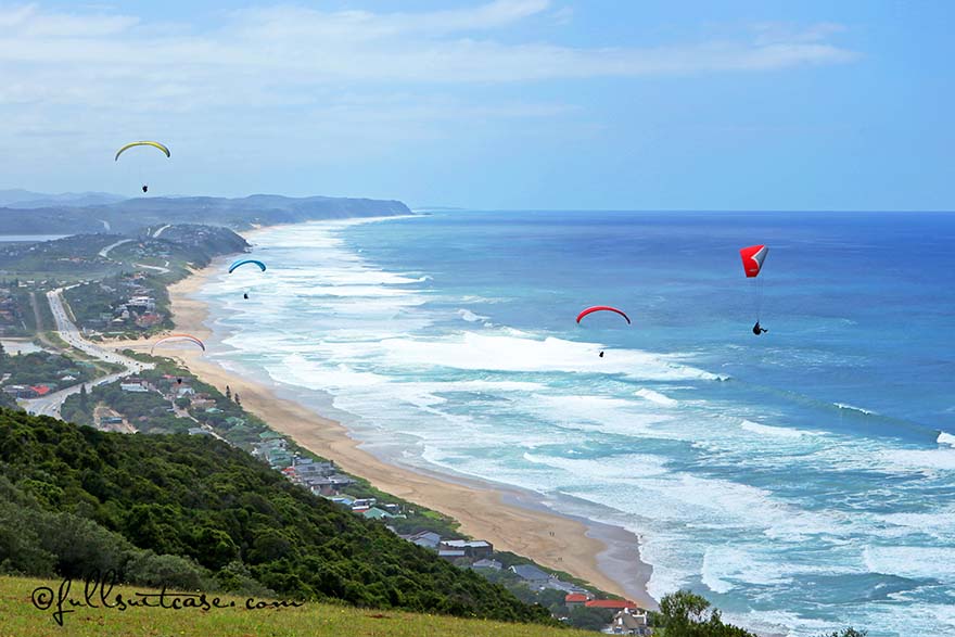 Paragliding above the beach of Wilderness, Garden Route