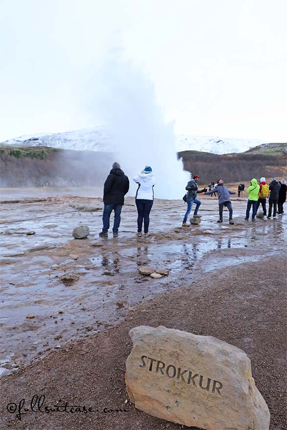 Erupting Strokkur Geyser in Iceland