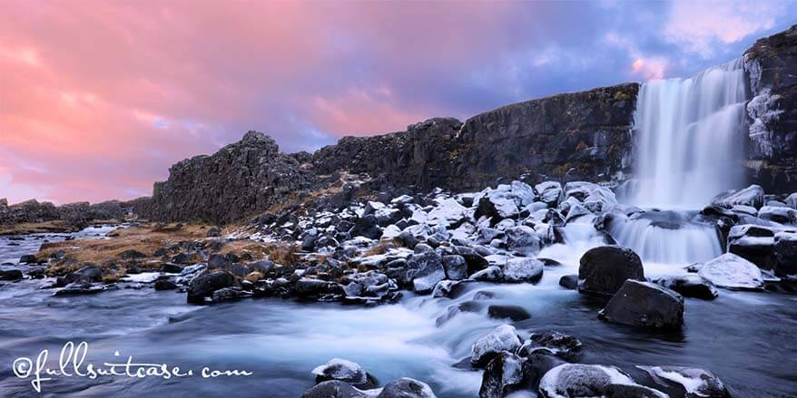 Thingvellir waterfall Golden Circle in Iceland