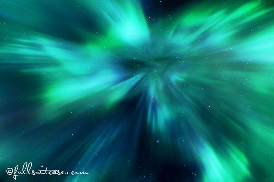 Star shaped Aurora Borealis display in Iceland