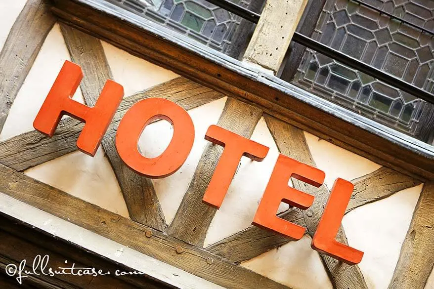 Hotel sign in Normandy France