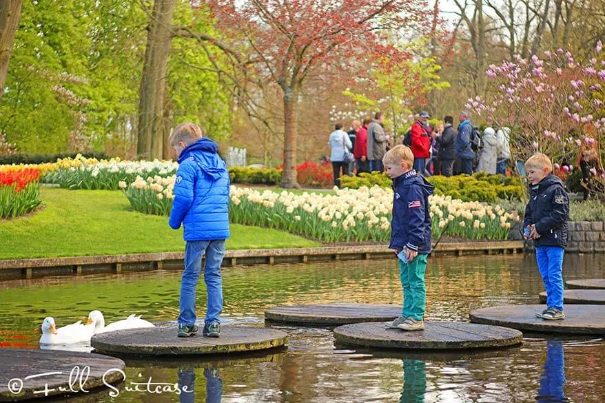 Kids at Keukenhof gardens in the Netherlands
