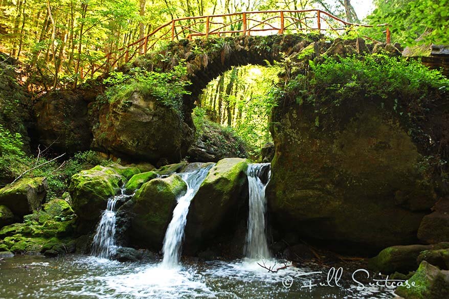 Schiessentümpel waterfall on Müllerthal trail in Luxembourg