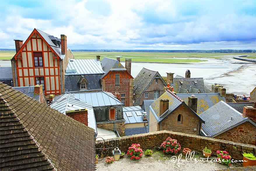 The rooftops and ramparts of Mont Saint Michel