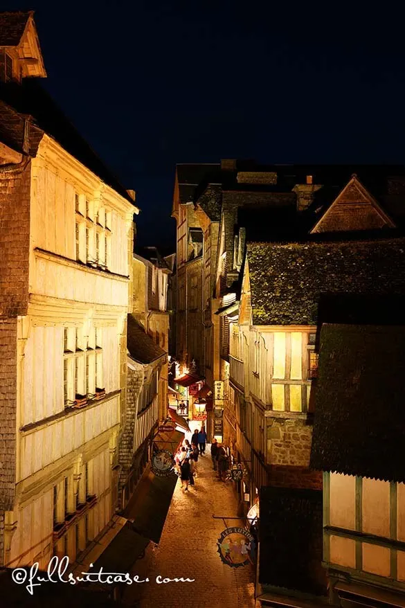 Grande Rue at Mont Saint Michel at night