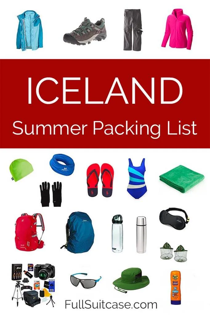 Iceland summer packing essentials - what to wear and pack for Iceland in June, July and August