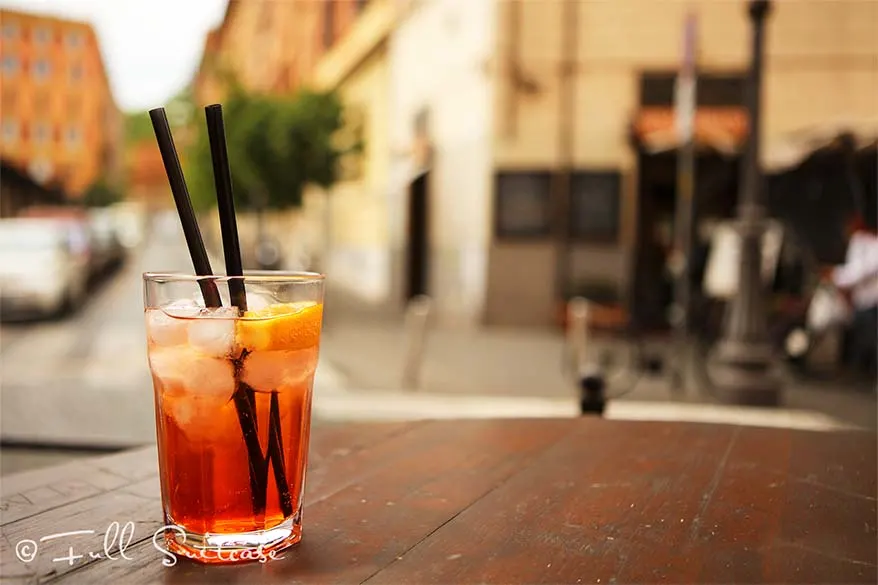 Italian Spritz at cafe in Trastevere in Rome