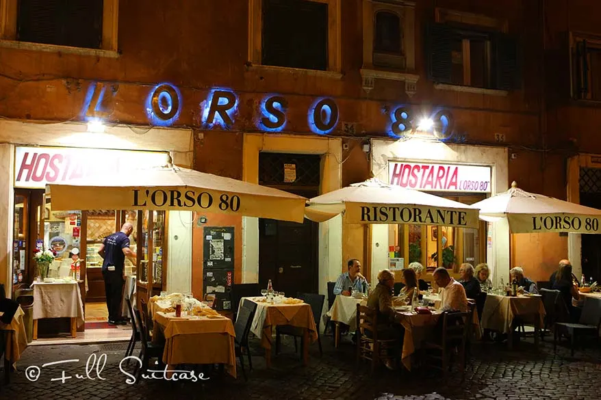 L' Orso 80 restaurant in Rome