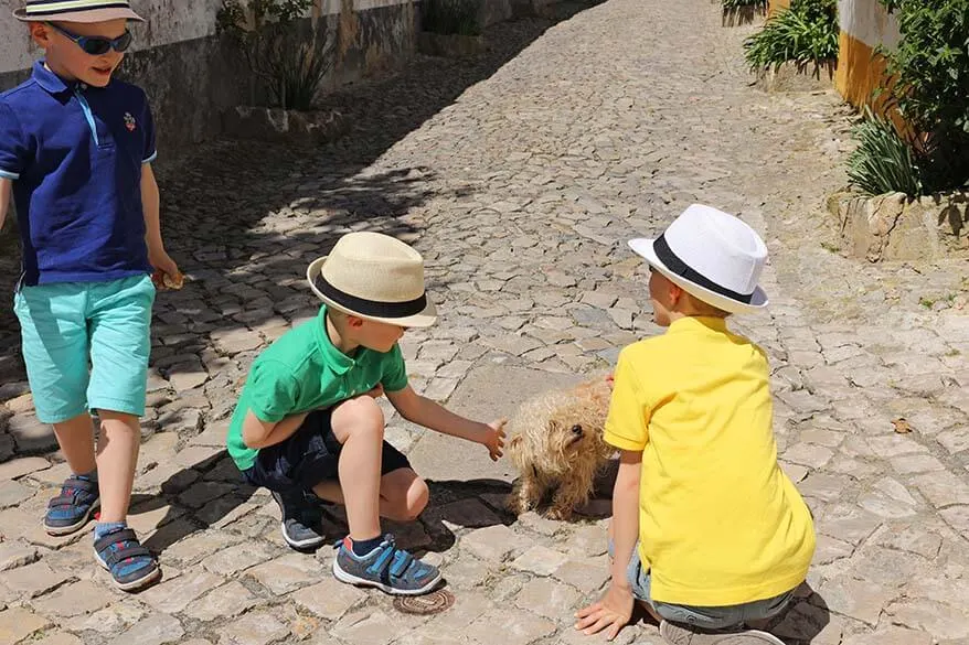 Kids on a city trip in Lisbon Portugal