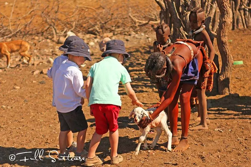 Kids playingwith local Himba children in Namibia