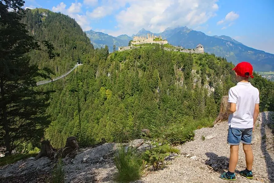 Visiting Highline179 suspension bridge in Austrian Tirol with children