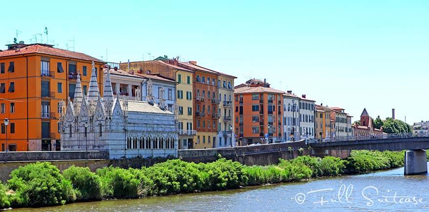 Arno Promenade and Church of Santa Maria Della Spina in Pisa