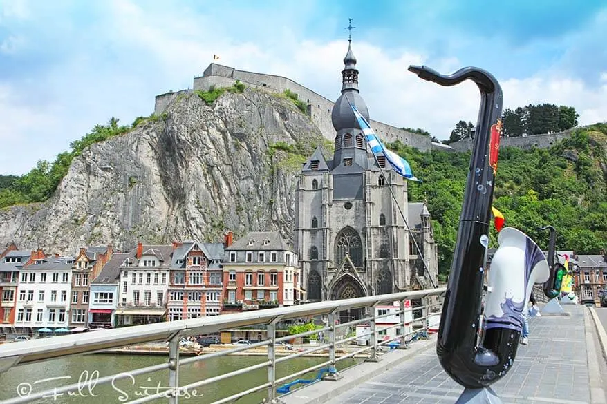 Pont Charles de Gaulle or the saxophone bridge in Dinant Belgium