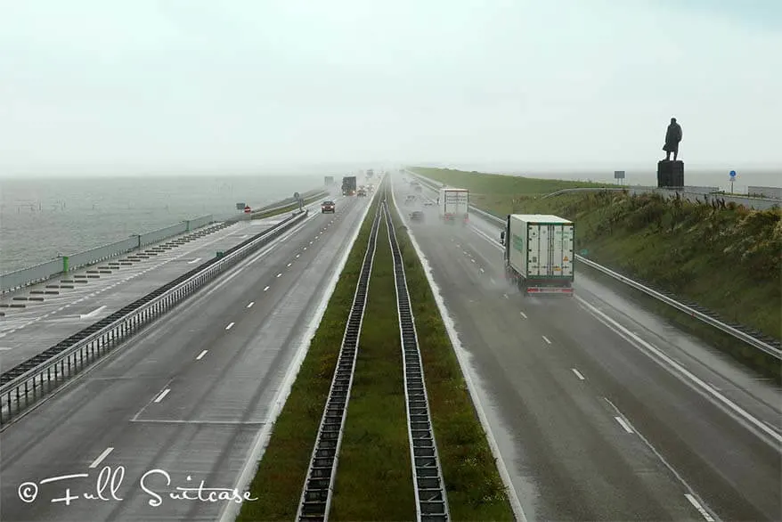 Afsluitdijk 32km road across the sea in the Netherlands