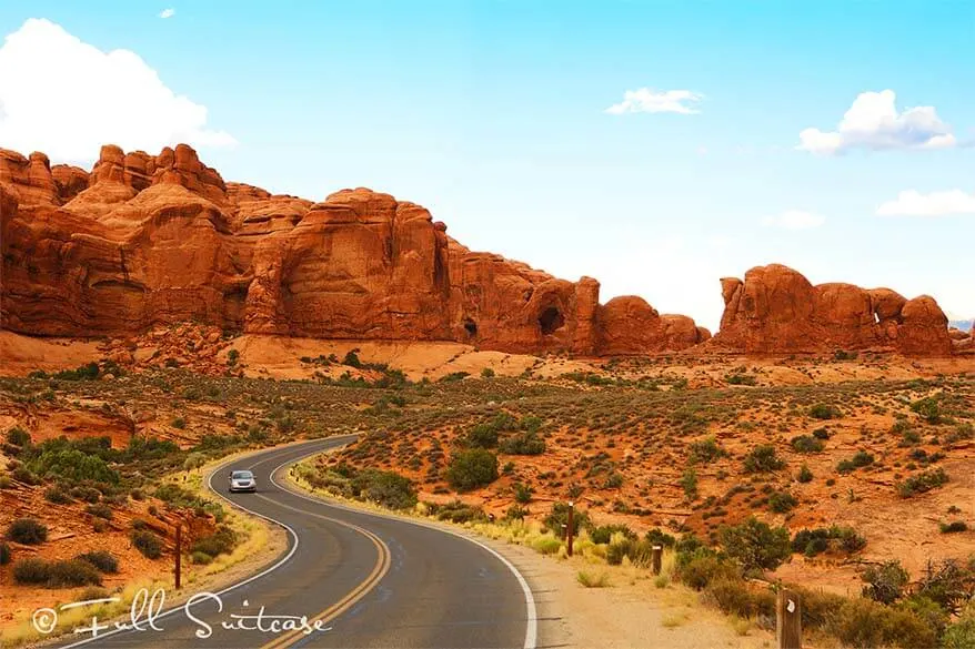 Beautiful road at the Arches National Park Window Section