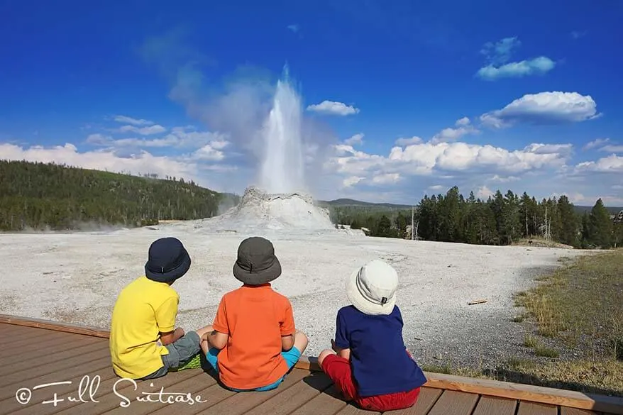 Family trip to Yellowstone NP - Castle Geyser