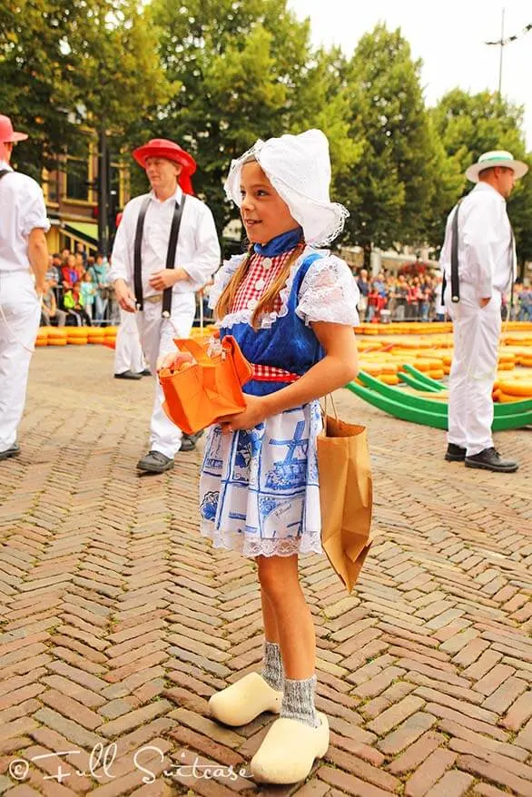 Little Dutch cheese girl at Alkmaar cheese market