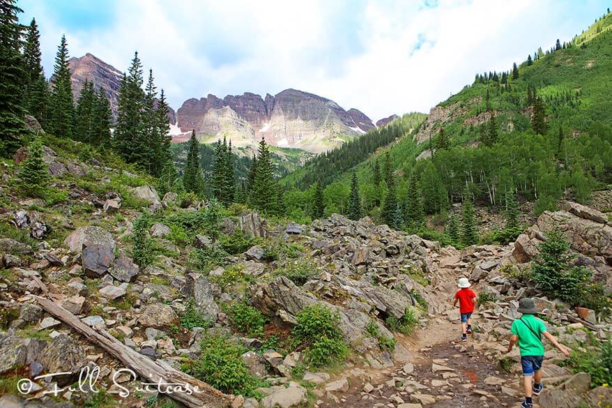 Maroon Bells Crater Lake hike with kids