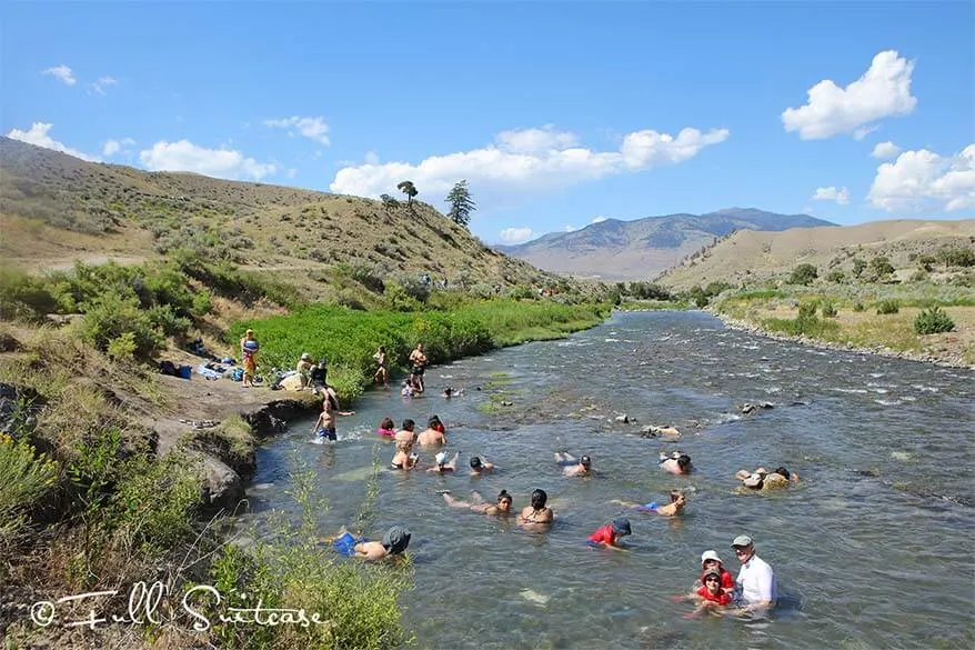 Swimming in the Boiling River in Yellowstone