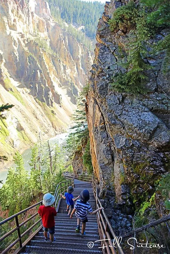 Uncle Tom's Trail Yellowstone Canyon with kids