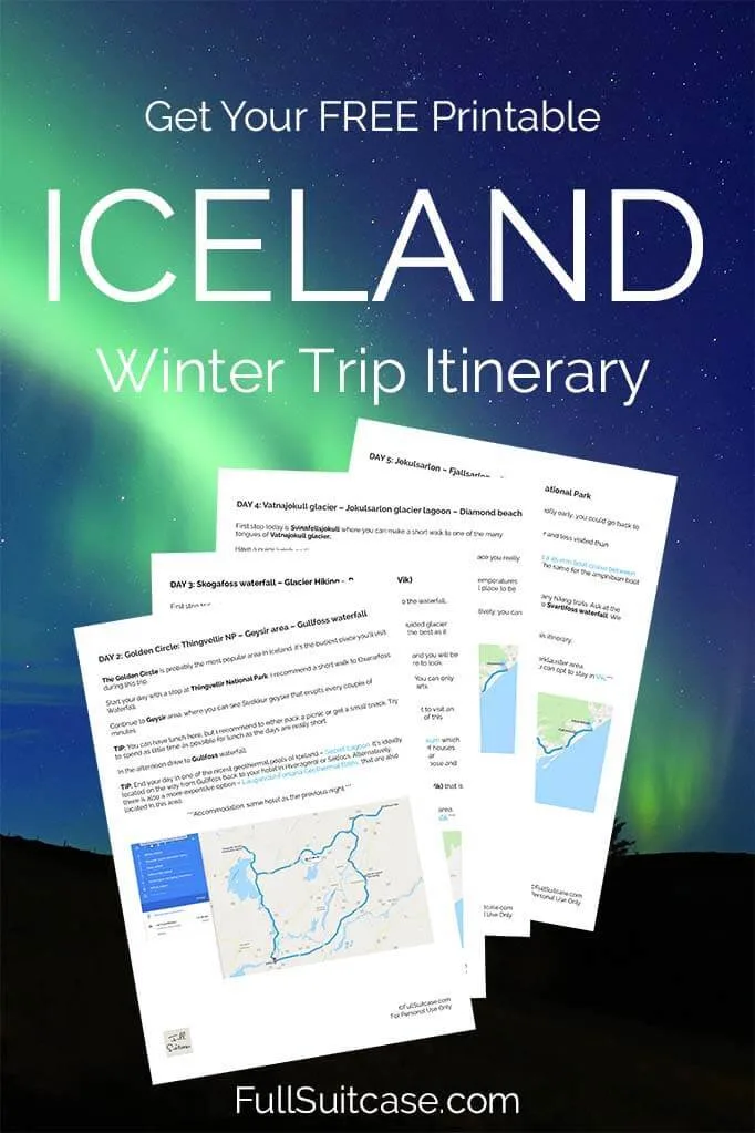 Printable Iceland itinerary for a self-drive winter trip