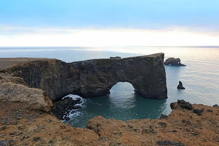 Rock formations of Kirkjufjara beach near Vik in southern Iceland