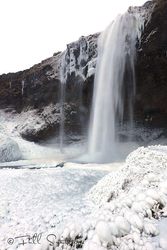 Seljalandsfoss waterfall in winter