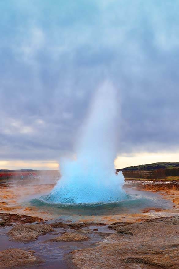 Strokkur geyser in Geysir, Golden Circle, is one of the main landmarks of Iceland