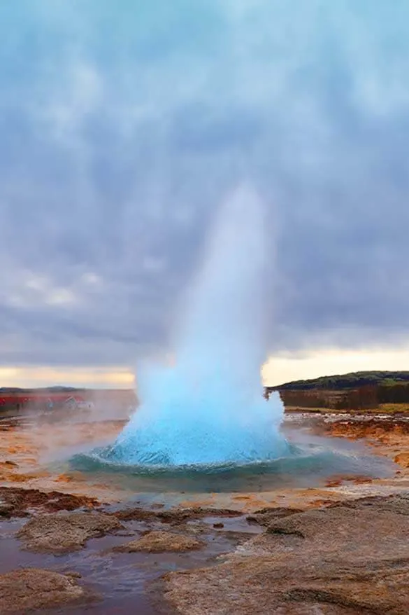 Strokkur geyser in Geysir, Golden Circle, is one of the main landmarks of Iceland