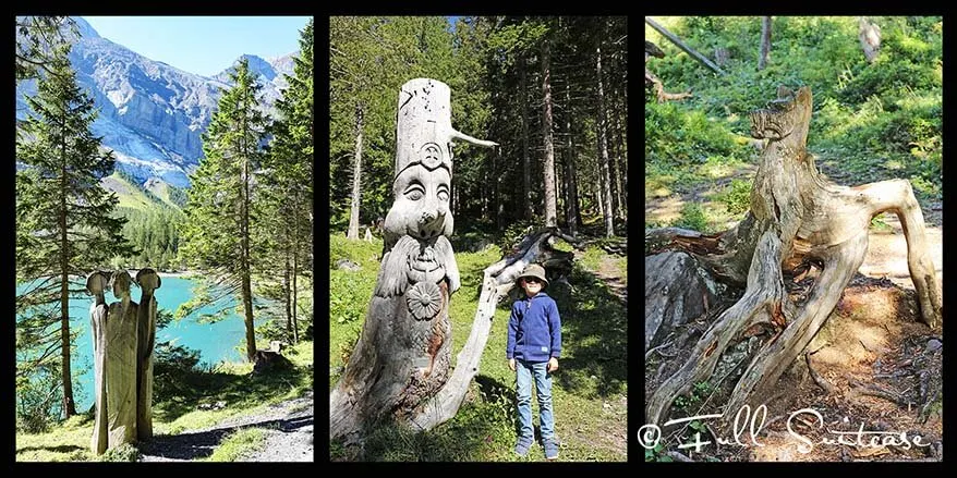 Wooden sculptures at Oeschinen Lake