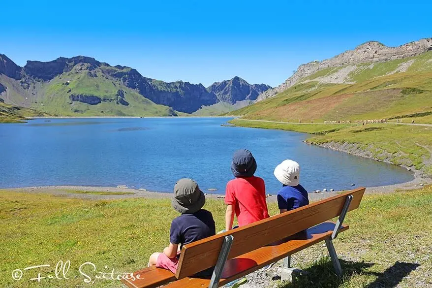 Family hiking the Four Lakes Trail - Tannensee in Switzerland