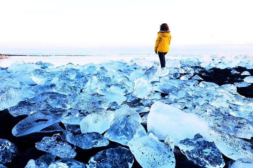 Ice praia de Jokulsarlon no sul da Islândia