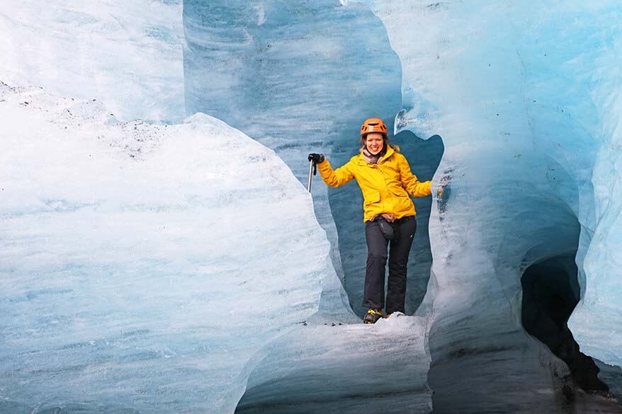 Hiking on Solheimajokull glacier in Iceland