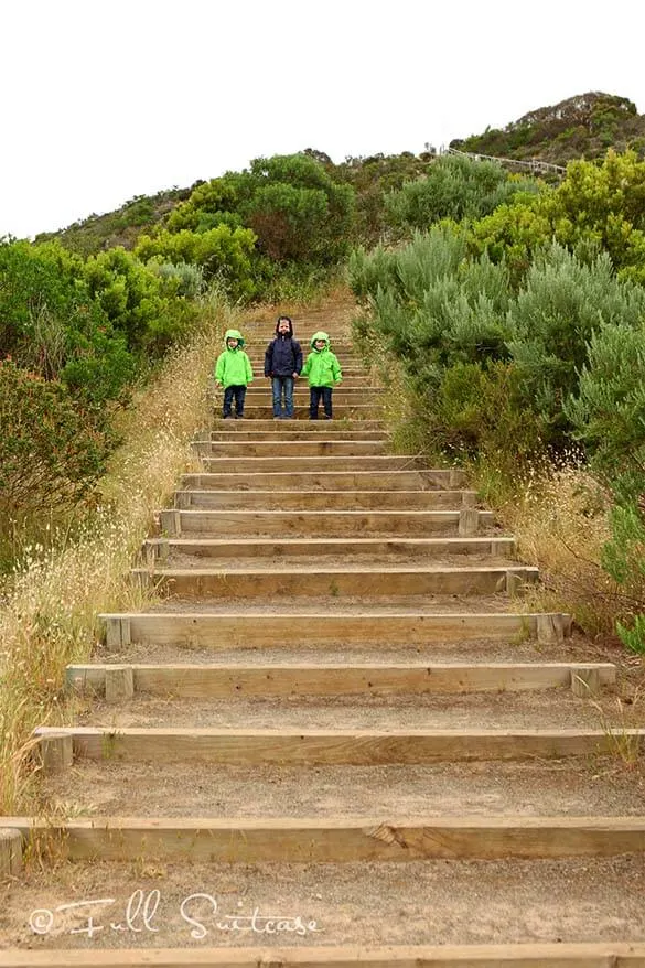 Climbing the Prospect Hill on Kangaroo Island with kids