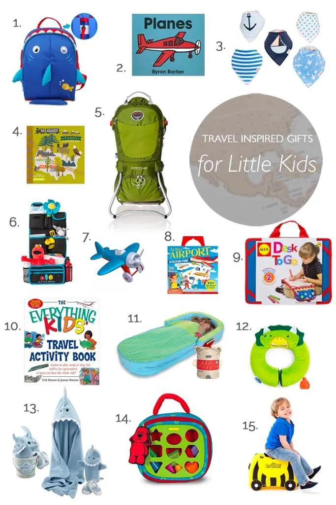 Best travel gifts for babies and toddlers. Many great non-toy holiday and birthday gift ideas for the youngest globetrotters