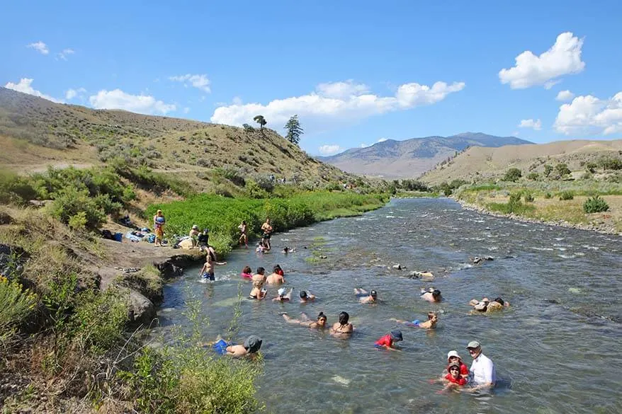 Swimming in Boiling River in Yellowstone National Park