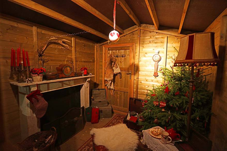 Santa's houses at Leuven Christmas market in Belgium