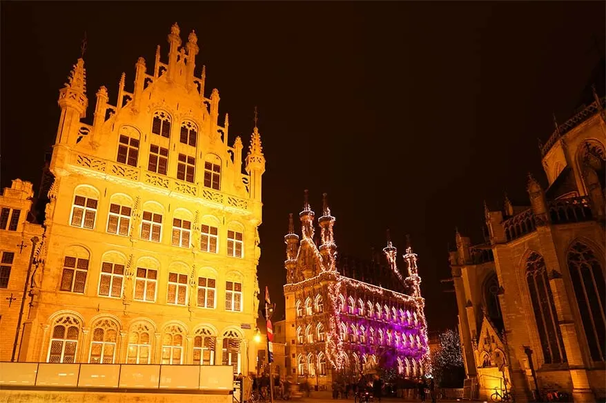 Old Town of Leuven, Belgium at night
