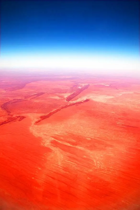 Australian Outback aerial view from the plane