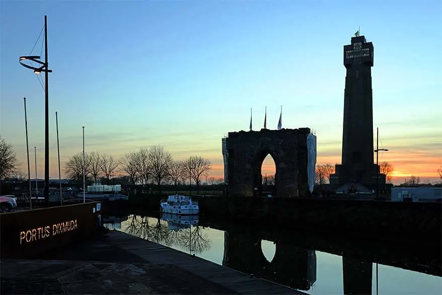Yser Tower and the Gate of Peace in Diksmuide Belgium