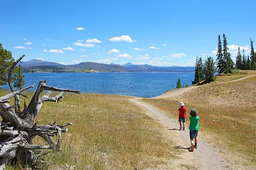 Kids Hiking the Storm Point Trail, Yellowstone National Park