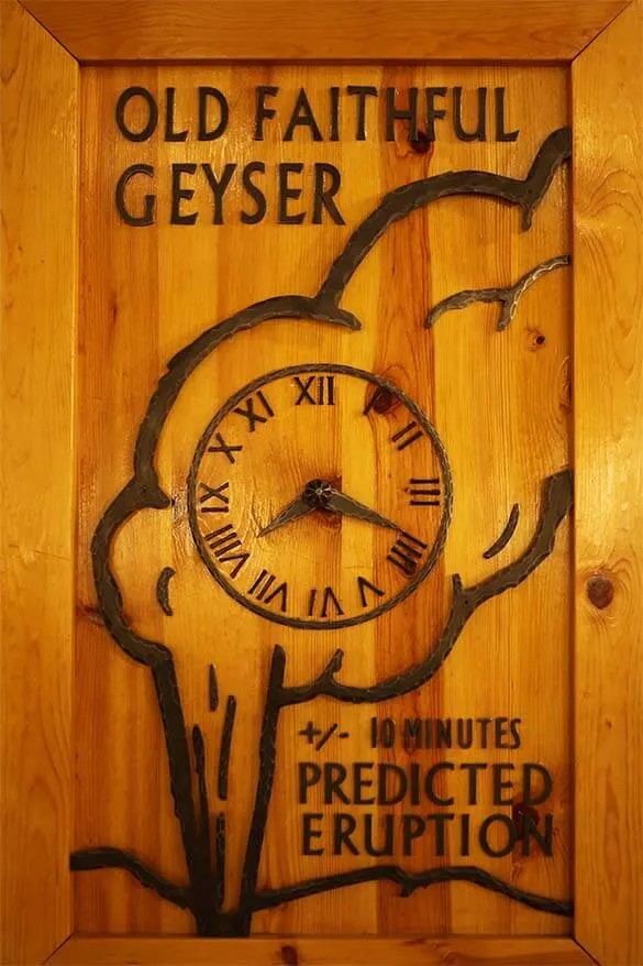 Old Faithful Geyser prediction clock at OF Inn