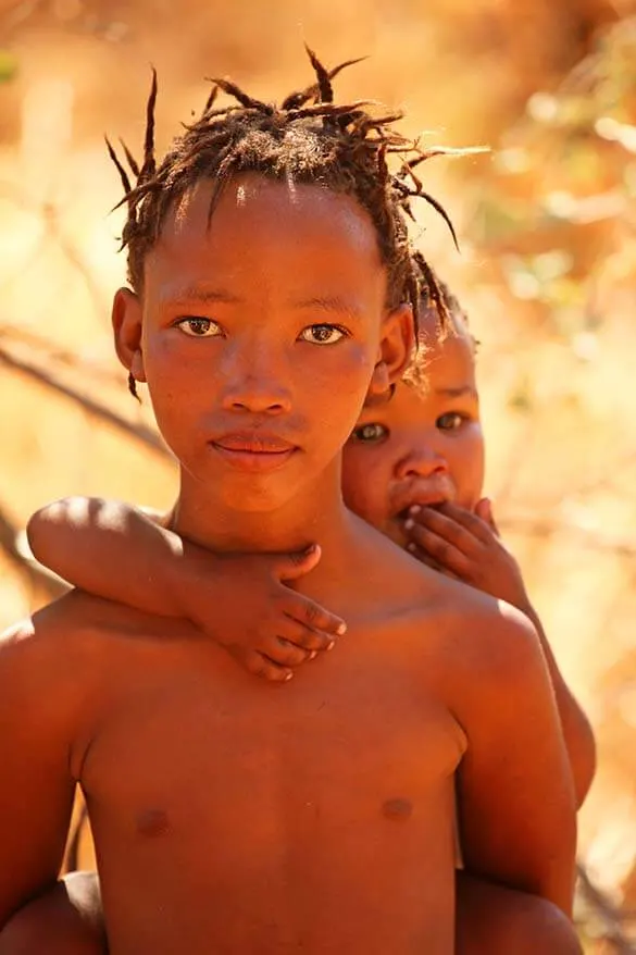 San bushmen tribe children in Namibia