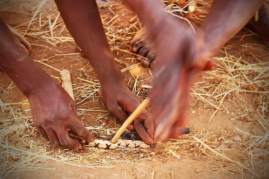 Starting a fire without matches, the traditional Damara way