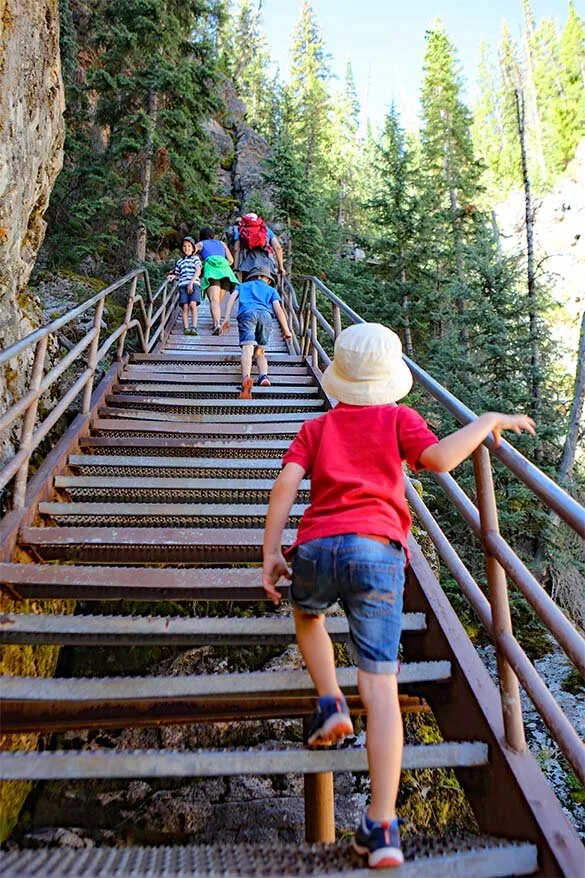 Uncle Tom's Trail Staircase - hiking in Yellowstone with kids