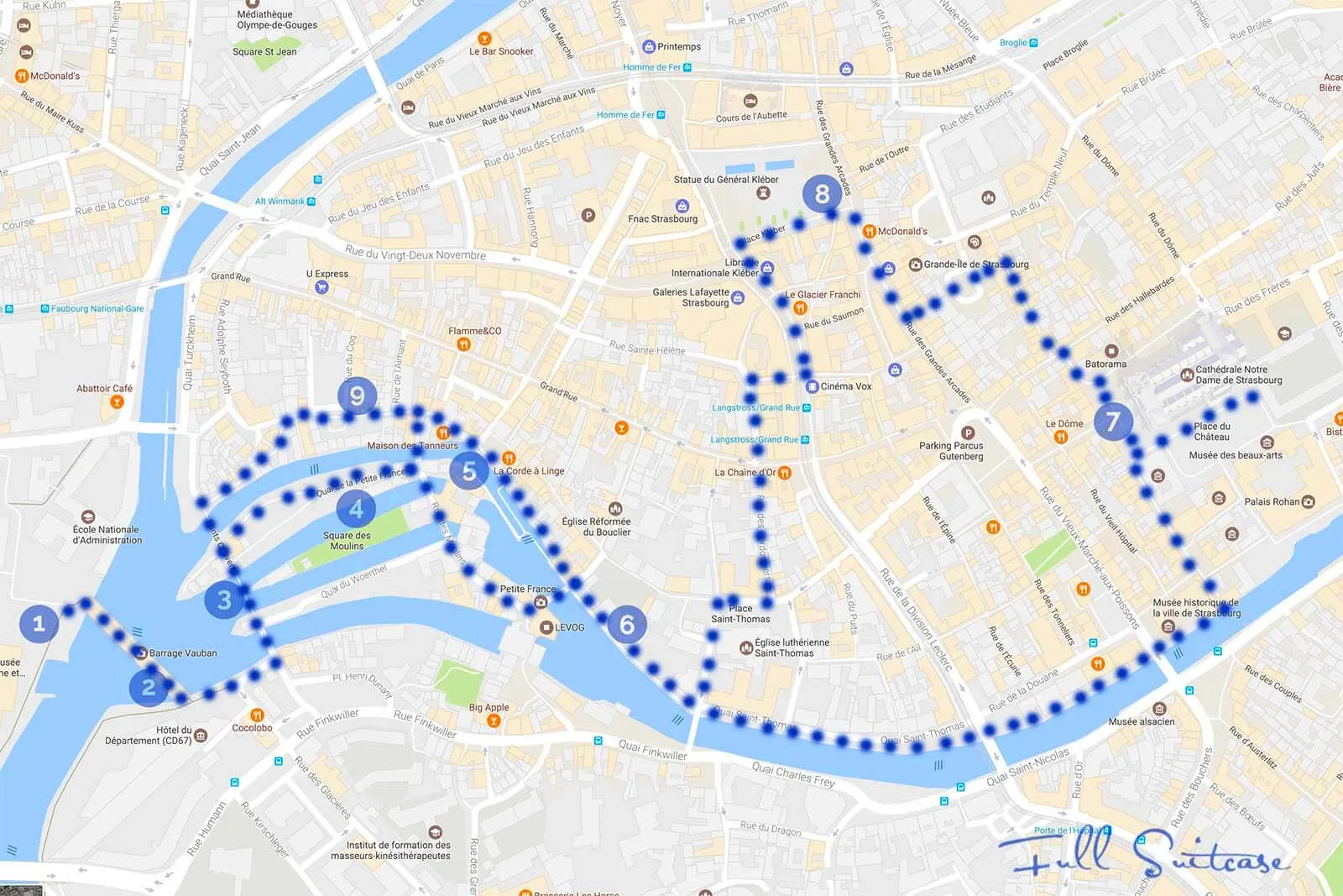 Strasbourg city centre walking map